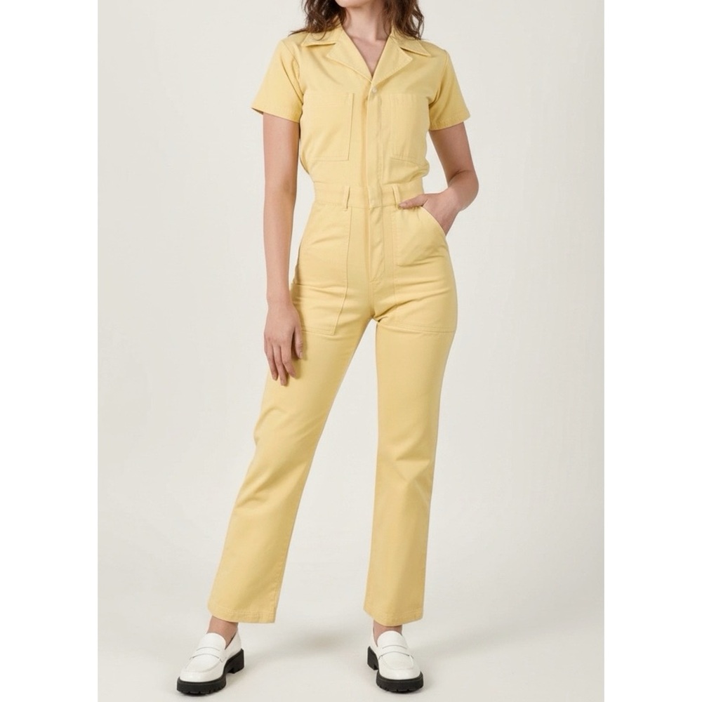 BIG BUD PRESS Short Sleeve Jumpsuit, Butter Yellow, XXS